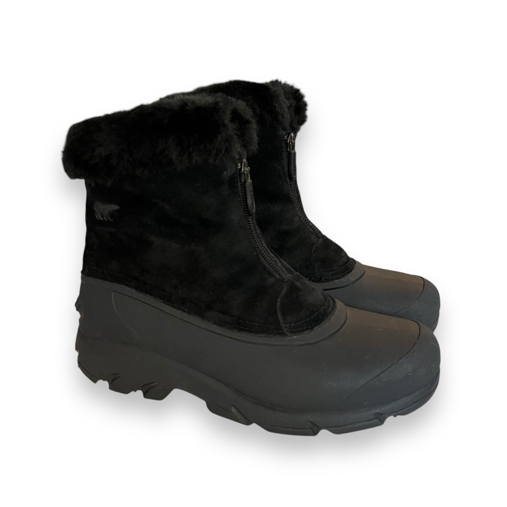 Sorel Snow Angel Zip Black Suede Leather Waterproof Faux Fur Insulated Boot 6